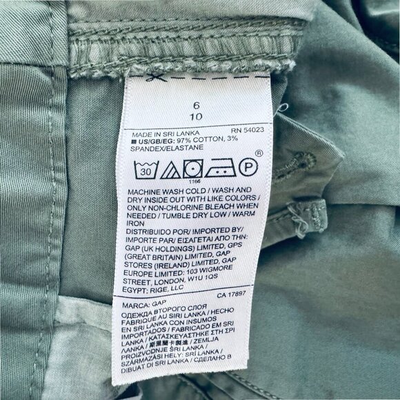 New GAP High Rise Wide Leg Crop Stretch Pleated Sage Olive Green Utility Pants 6 - Picture 5 of 7